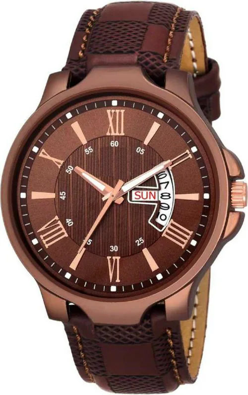 Blutech Analog Brown Dial Brown Strap Watch For Men