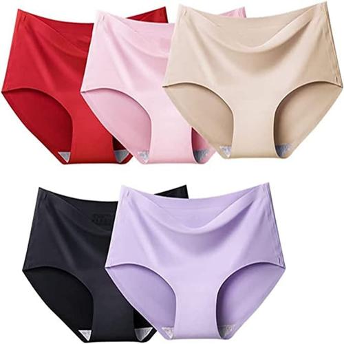 EAZERA Women’s Cotton Seamless Mid-Waist Soft Lace Panties Underwear Hipster Briefs Breathable (Pack Of-5) (Multicolor1) (Size-M)