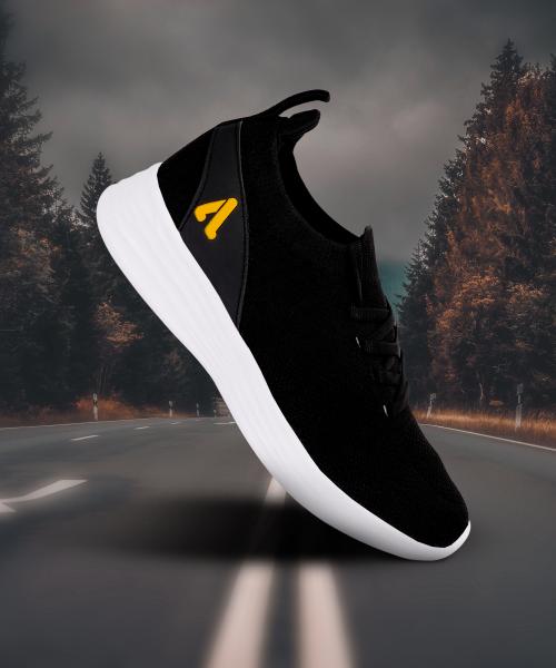 Aqualite Running Sports Shoes for Men | Soft Cushioned Insole, Slip-Resistance Training & Gym Shoes For Men (Black & Gold)