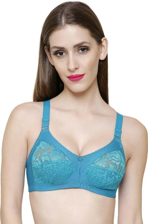 Zivok Blue Medium Coverage Net Single Non Padded Bra (44D)