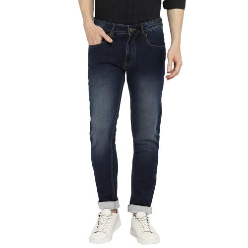 Buy Red Chief Solid Narrow Fit Blue Cotton Poly Lycra Casual Jeans for