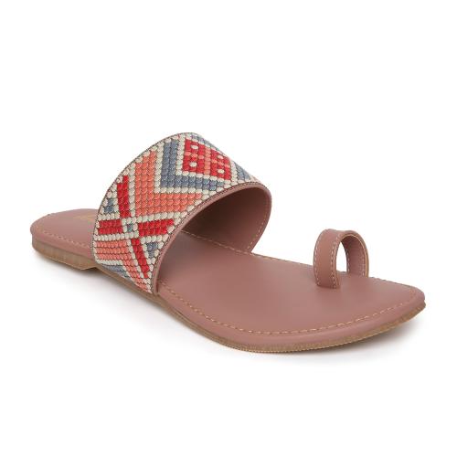 Araish Women Flat Sandals | Lightweight | Comfortable | All-time wear|AR-1095/PEACH