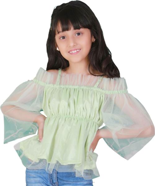 RANJ Girls Green Polyester Top (9-10 Y)