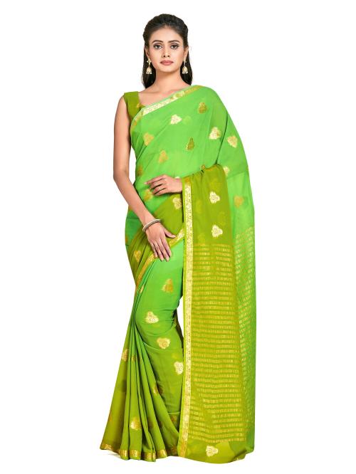 Mimosa Banarasi Style Chiffon Saree Color: Green (4672-412-Z2H-OLV)