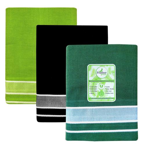 FEATHER GREEN COLOUR FANCY PLAIN COTTON BLENDED LUNGI 02 Meters