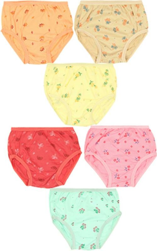YELLOWDELIGHT Girls Multicolor Pure Cotton Pack Of 6 Panties (6-7 Y)