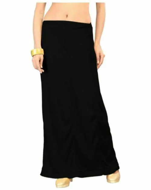 SHIFU Fashion Black Satin Blend Petticoat - Free Size