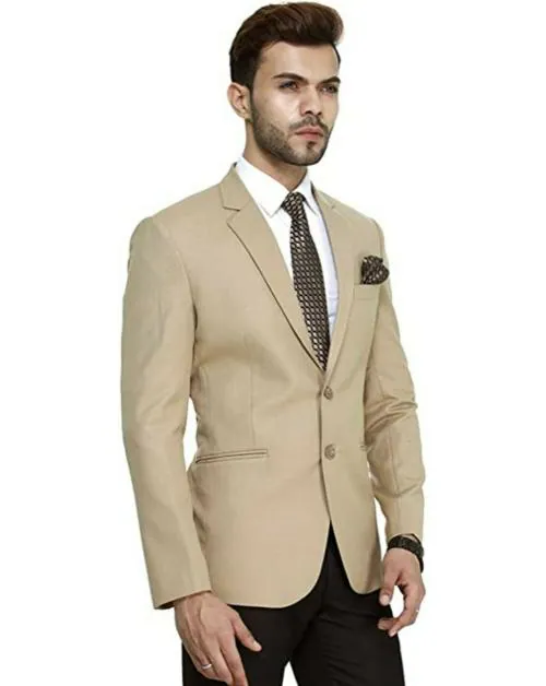 Mahamaya Fabrics Fashion Men Cream Blazer (Size 38)