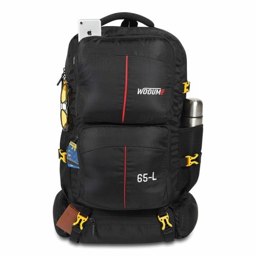 Wooum Premium Quality 65 Ltr Trekking Backpack for Outdoor activities/ hiking/ climbing/ Rucksack travel_Black