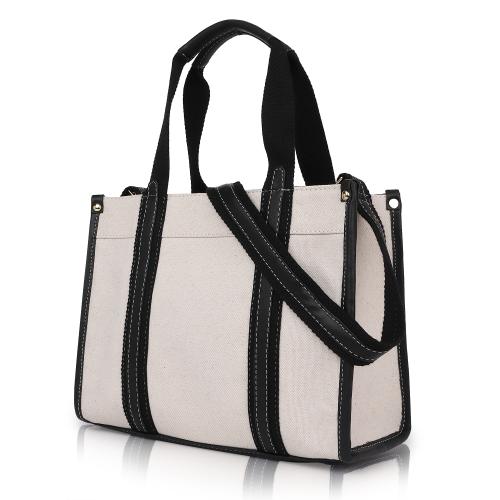 Womanix Tote Bag front pocket Canvas Bag 12 inch Work Shoulder Bags Casual small Briefcase Handbag for Travel, Office, College (0045) bg bk