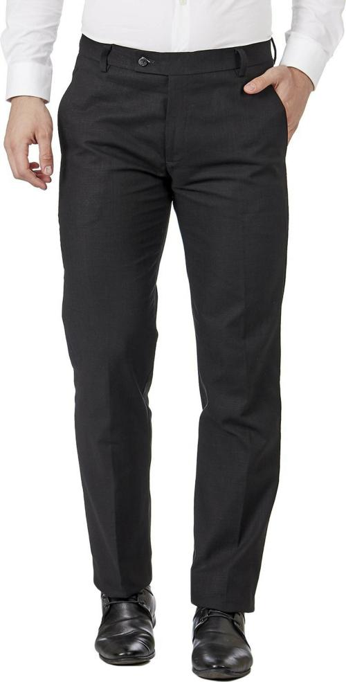 Tahvo Men Black Solid Cotton Blend Trousers (32)