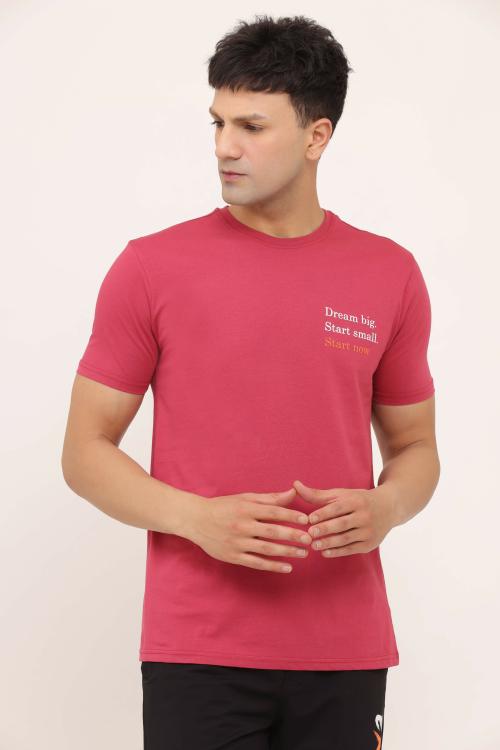 INFINIA Red 100% Cotton Printed T-shirt