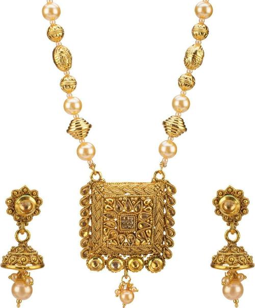 JSD GoldPlated Metal Earring and Necklace Set (Gold) JioMart