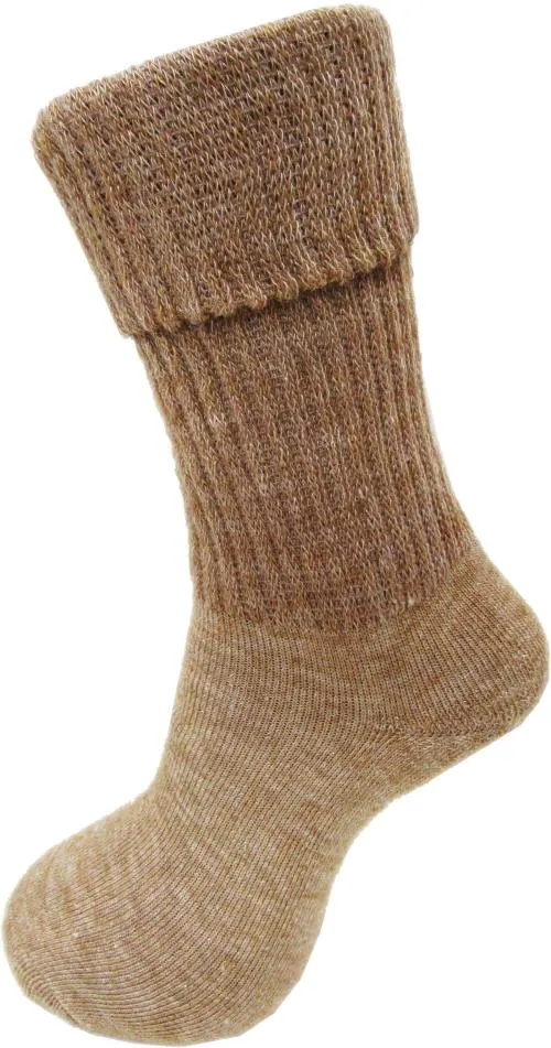 RC. ROYAL CLASS Women's Calf Length Towel Thick Melange Fawn Woolen Socks (Pack of 1 Pair)