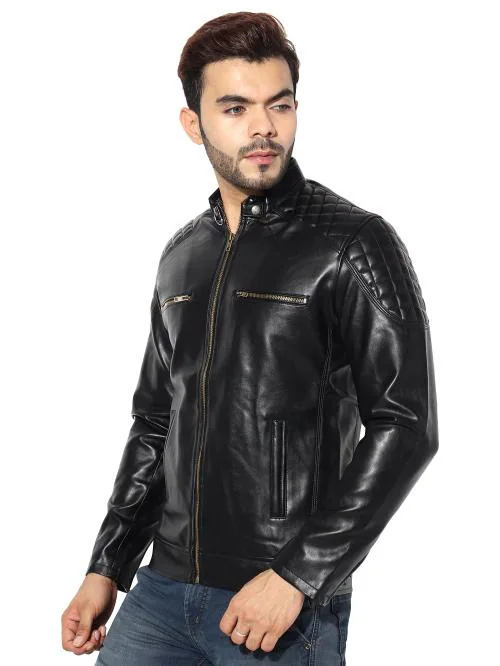 Garmadian Black Pu leather Jacket For Men