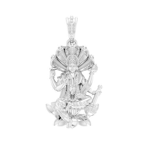 Akshat Sapphire Pure Silver Vishnu Laxmi Pendant Suitable For Men and Women