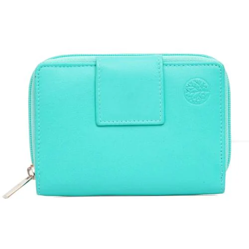 Sadaf Leather Wristlet Bifold Wallets for Women Genuine Leather Ladies Clutch/Wallet with RFID Protection Slim Zipper Purse/Card Holder Organizer for Women Light Grren