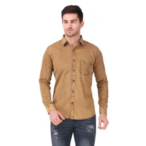 DESIGN UP MEN SLIM FIT DENIM YELLOW SHIRT XXL|SHIRTS|SHIRT|CASUAL SHIRT| SLIM FIT| PARTY WEAR| DENIM SHIRT