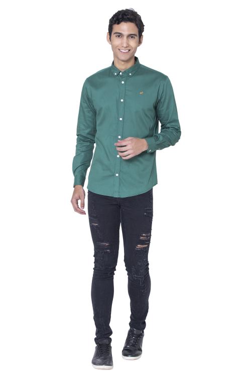 Braclo teal green button down casual shirt