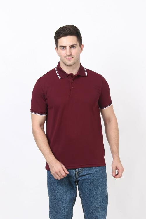 Forest Club Dull Drifit Matty Maroon Solid Polo T-shirt With White Tipping, Size - S (36)
