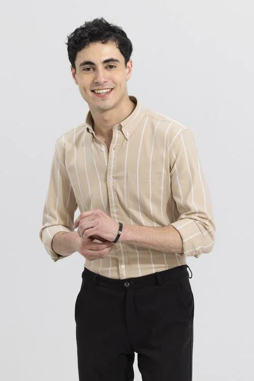 SNITCH String Stripe Beige Shirt Mens Shirt