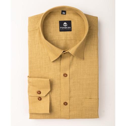 Punekar Cotton Font Color Blended Linen Shirt For Men M
