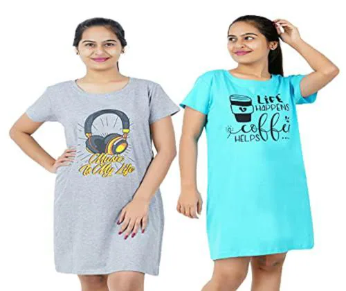 Jocker Women Pack Of 2 Knee Length Tshirt