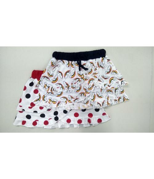 Little Funky 100% Pure cotton all over printed elegant cutipie Skirts for Kids Girls - Pack of 2 pcs