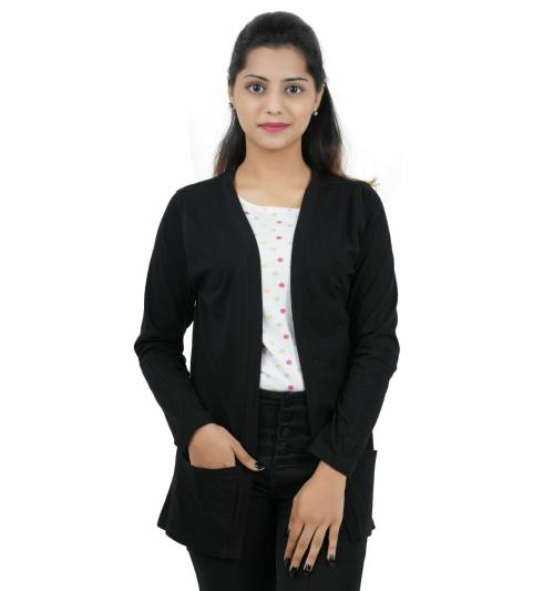 wear all week Women Black Solid Cotton Jersey Shrug (XXXL)