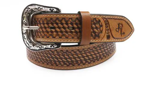 Pelt Leather's Hand Tooled Basket Carving Original Leather Belt with Antique Buckle. Genuine Leather Belt with fine Hand Tooling