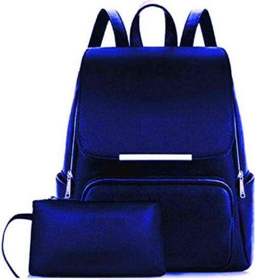 AS CREATION Blue PU Leather Backpack 7 L