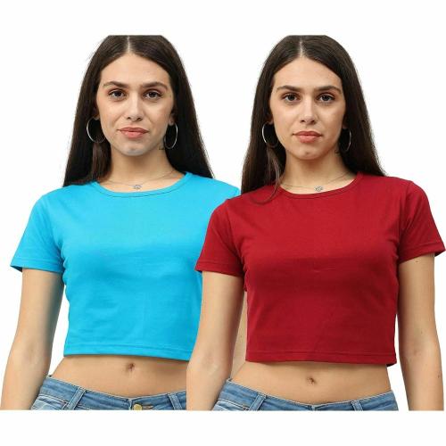 Tik Tok WEARS Casual Solid Women Maroon, Blue Top ()