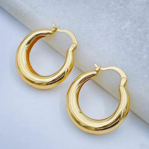 Zivom Daily Casual Stainless Steel Anti Tarnish 18K Gold Hoop Earring pair Women