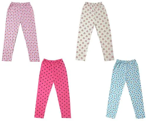 IndiWeaves Girls Cotton Printed Lower Pyjama/Track Pant (Pack of 4)