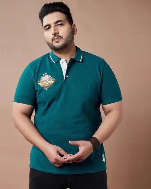 Bigbanana Men Plus Size Tinted Solid Polo Tshirt