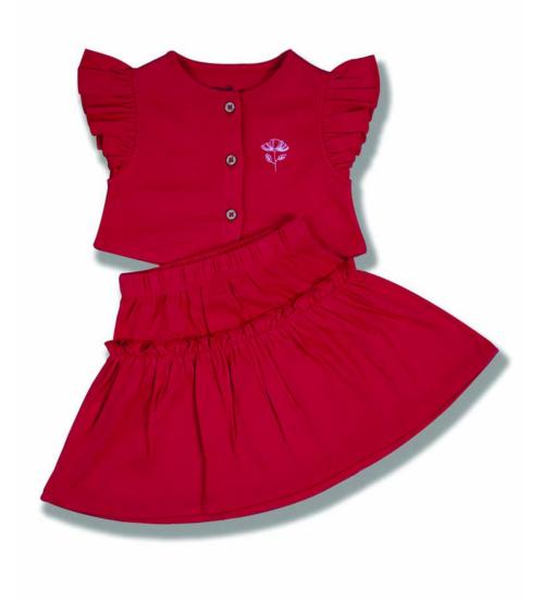 Buy KITEX Baby Girls Shortsleeve Knee length Top & Skirt Red 22063G