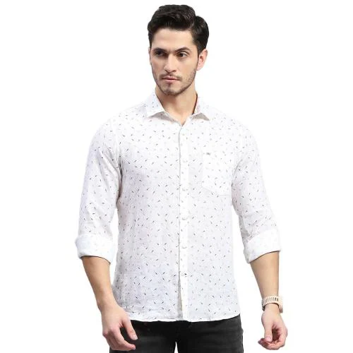 MONTE CARLO Men Brown Printed Linen Casual Shirts