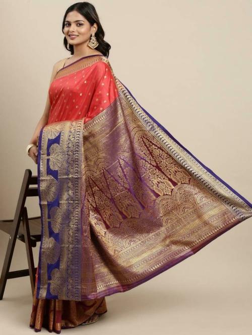 Pandadi Saree Women Pink Cotton Silk Banarasi Saree