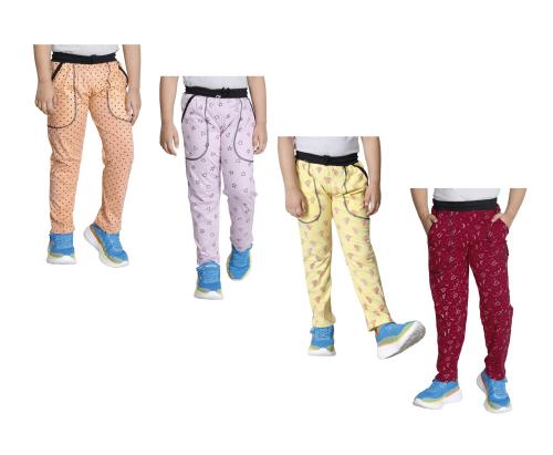 KAYU Boys Cotton Printed Regular Fit Lower Track Pants for Summer (Pack of 4)