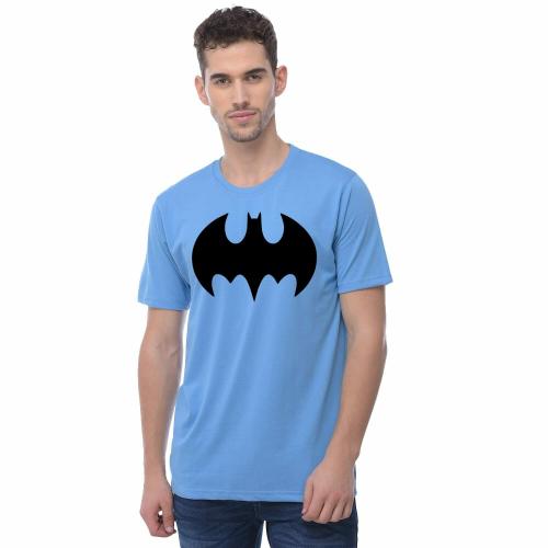 AMIBUOYANT Men Sky Blue Batman Printed Cotton T-Shirts