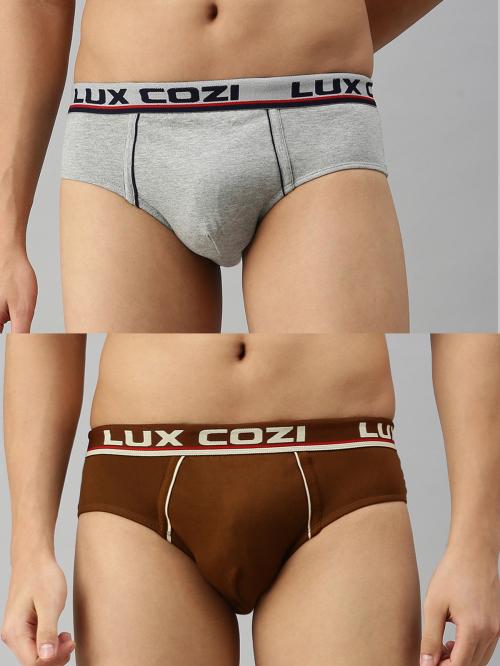 Lux Cozi Bigshot Men's Multicolour Solid Cotton Pack of 2 Briefs