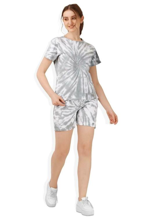 POOJARAN SAREE Urbanic Trendy Tie & Dye Digital Printed Co-ords Set and Night Suit/Dress for Women's