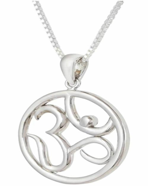 OCF RADHAMAHI PURE 925 STERLING SILVER ROUND SHAPE OM PENDANT Rhodium Silver Pendant