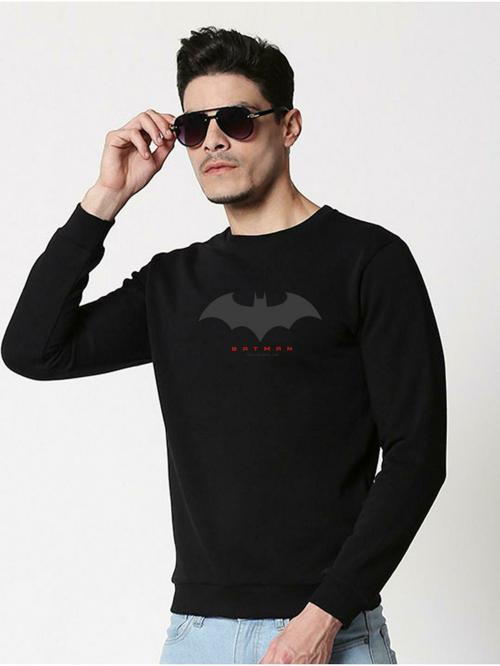 Bewakoof Men Batman Outline Logo Printed Full-length Round T-Shirt