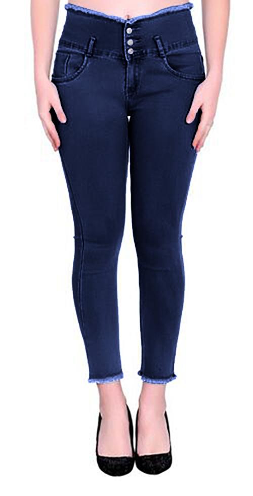 KTdd Trading 4 Button Jeans for Women or Girls, Size 32 and Color Navy