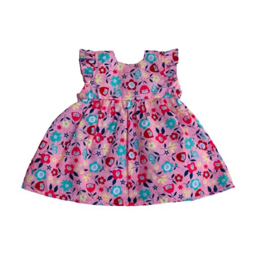 Ruribosy Baby Girls Pink Cotton Frocks (9 Months-12 Months)