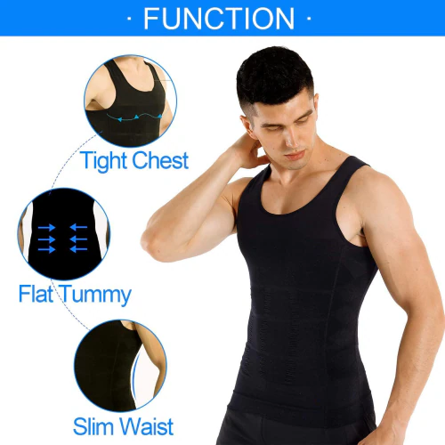 Buy Men's Slimming Body Shaper Vest Shirt Abs Abdomen Slim Stretchable