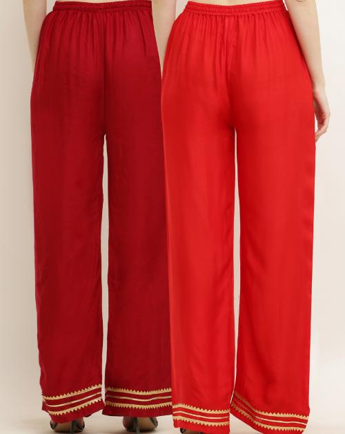Pret By Kefi Women Pack Of 2 Embellished Palazzo has elasticated waistband & slip on closure