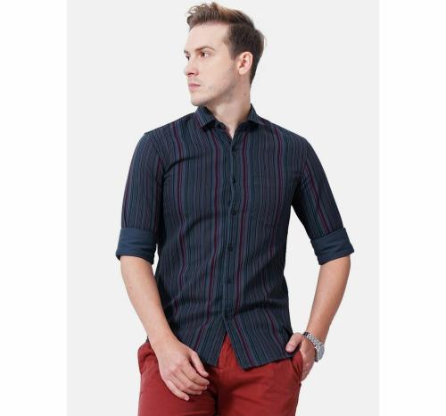 CAMISA Men light Green Slim Fit Striped Casual Cotton Shirt Light Green Colour XL Size