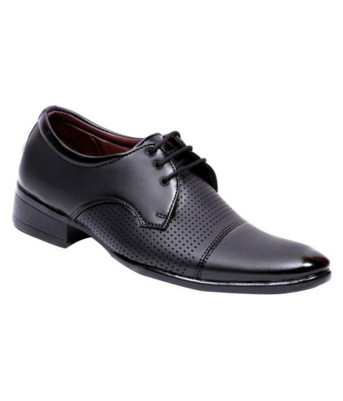 Aadi Men's Black Synthetic Leather Derby Party Formal Shoes